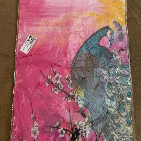 LIANG DIAN Womens Scarf Pink Floral Peacock Print - Picture 5 of 6